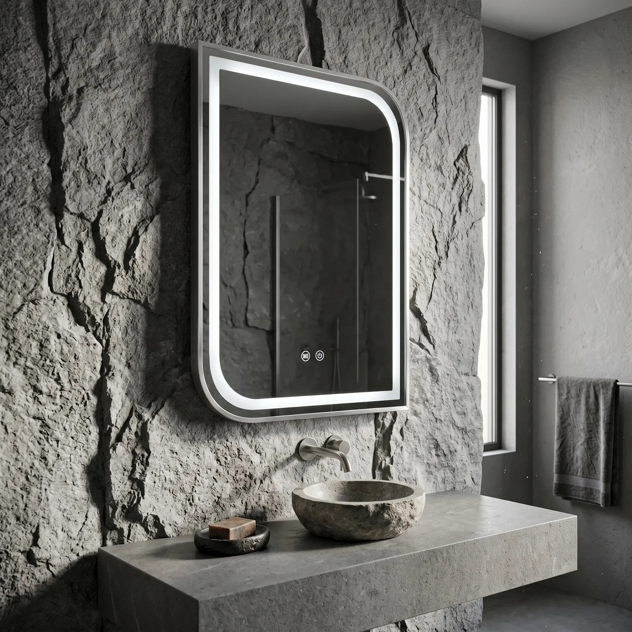 Lustro ścienne LED ZONE 80x60 Nikiel Szczotkowany  5