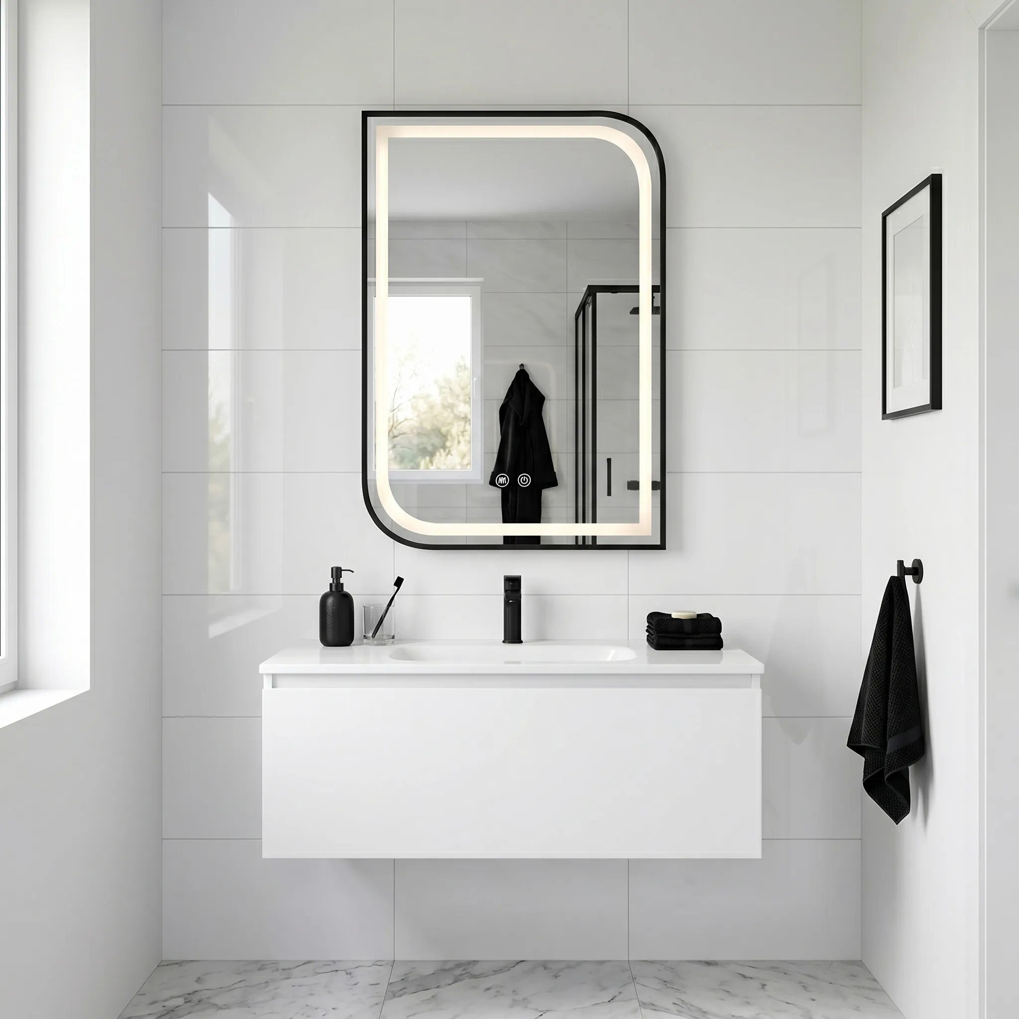 Lustro ścienne LED ZONE 80X60 Czarny  5