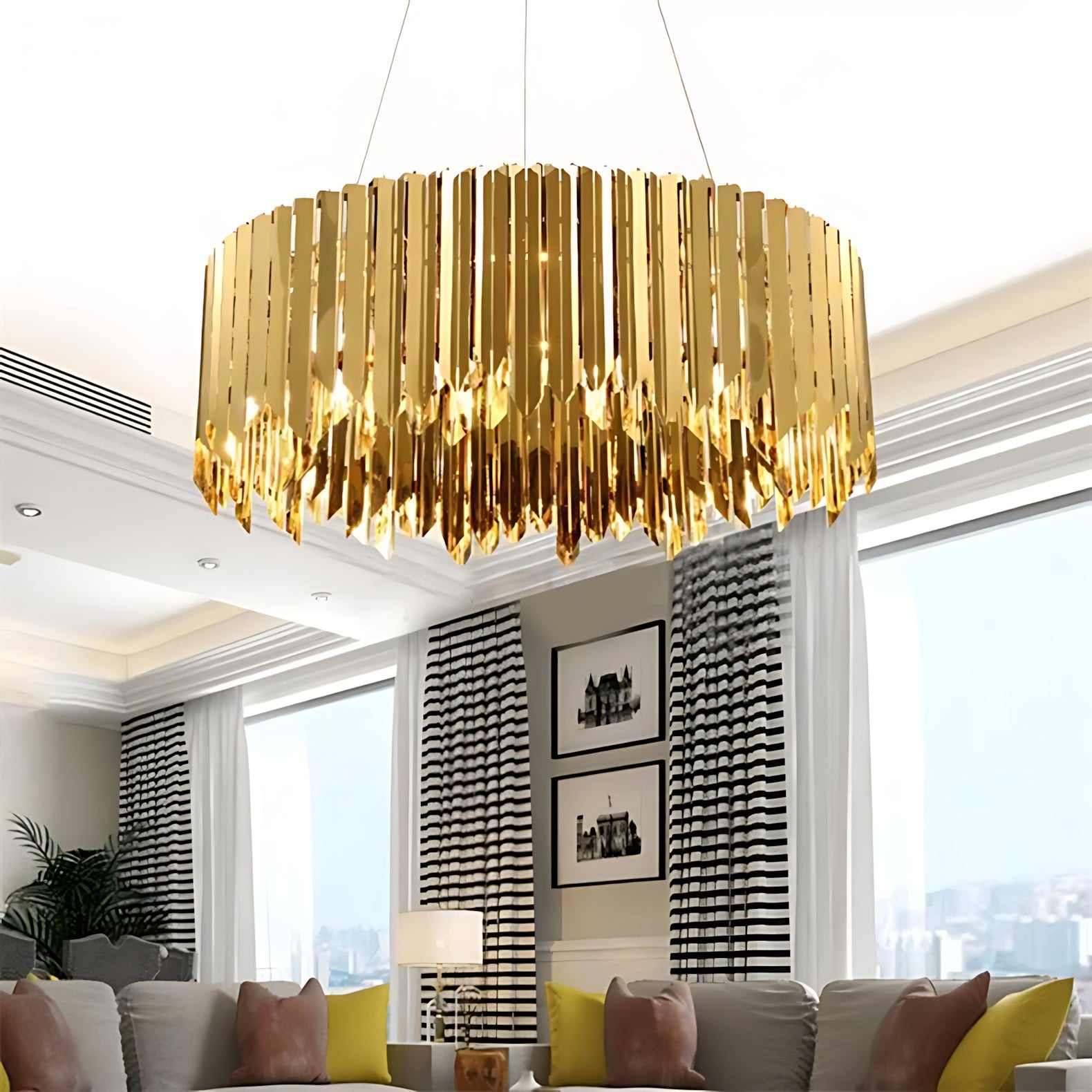 Lampa Wisząca Metalowa APP1764-8CP Gold  2