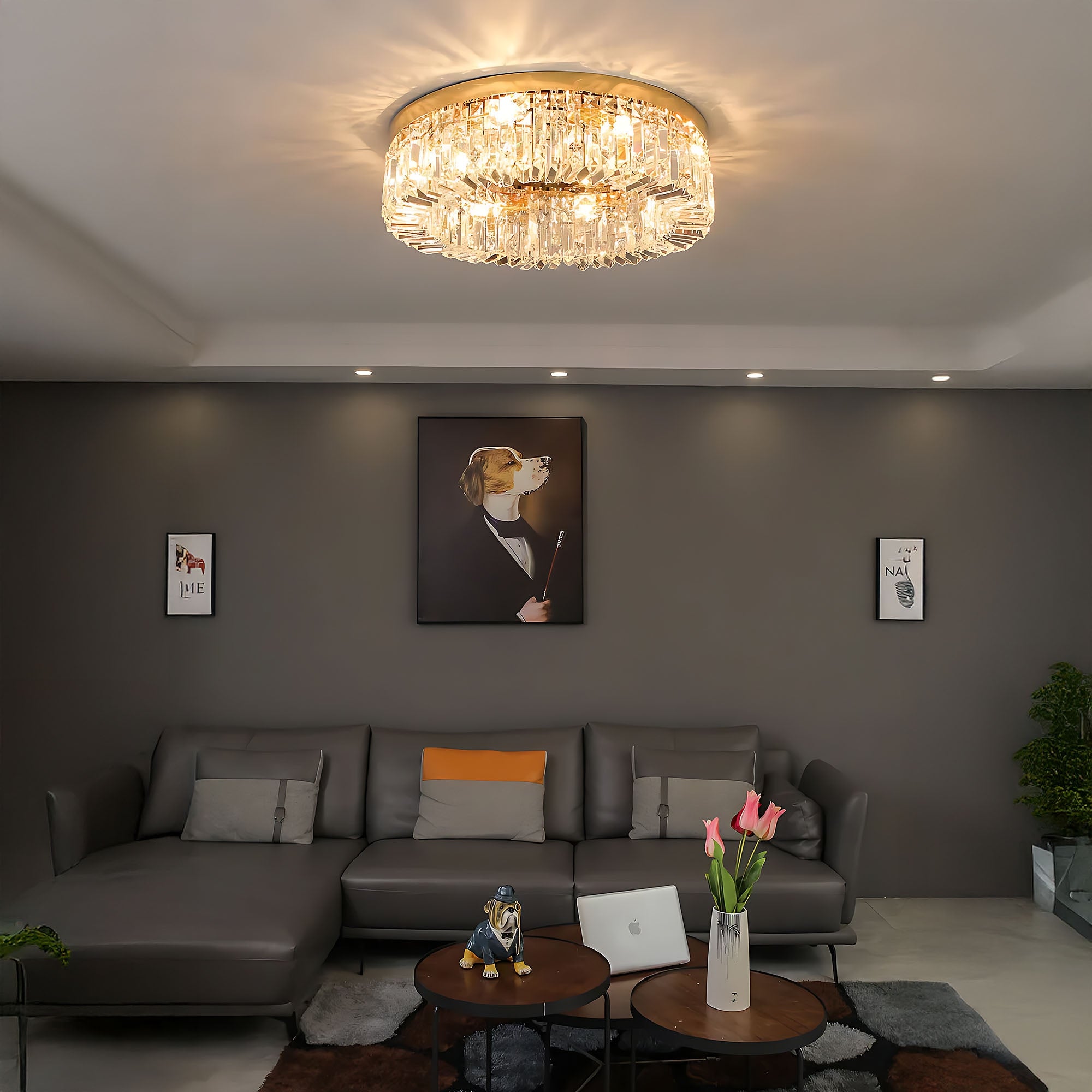 Lampa Kryształowa Plafon APP1729-8C 60 Cm Złota  2