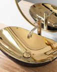 Umywalka nablatowa Rea Royal in Gold marble black mat