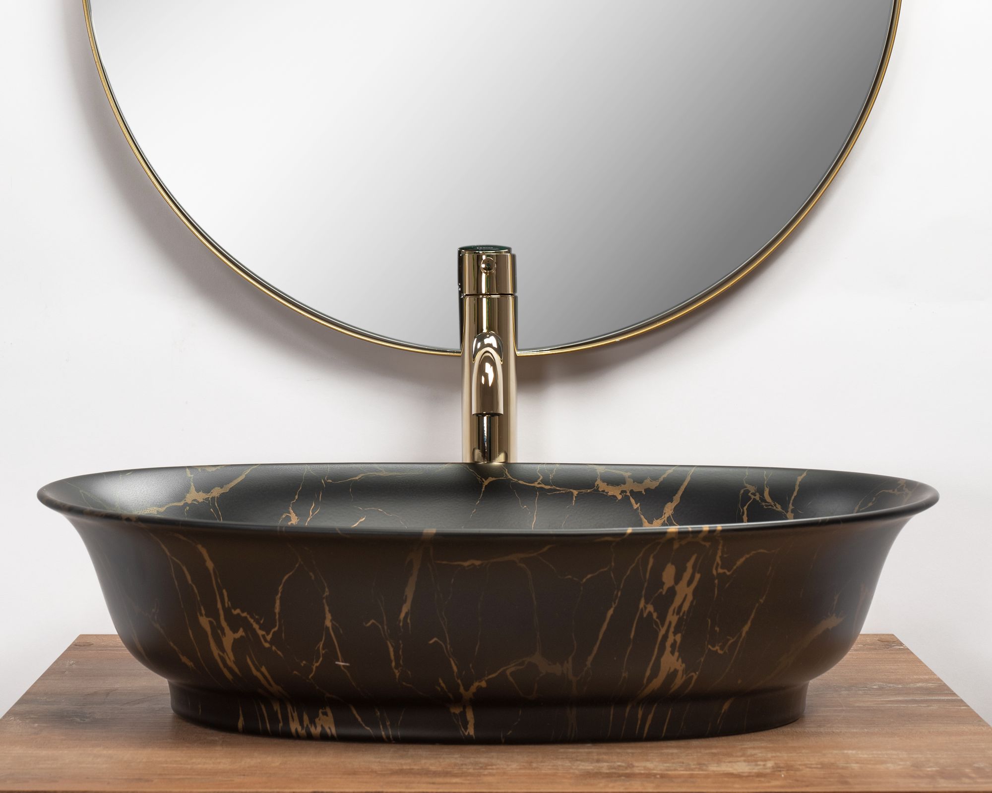 Umywalka nablatowa Rea Roma Black Marble Matt