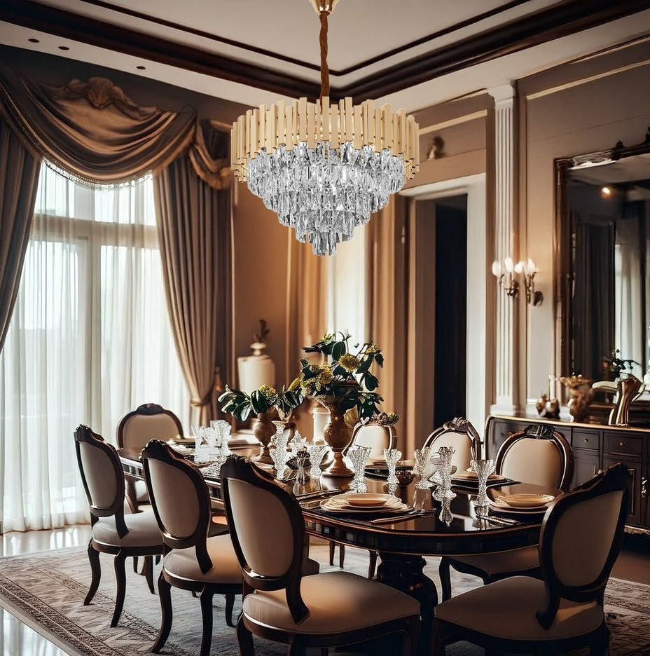 Lampa Wisząca Z Kryształami G053-cp 80cm Złota  7