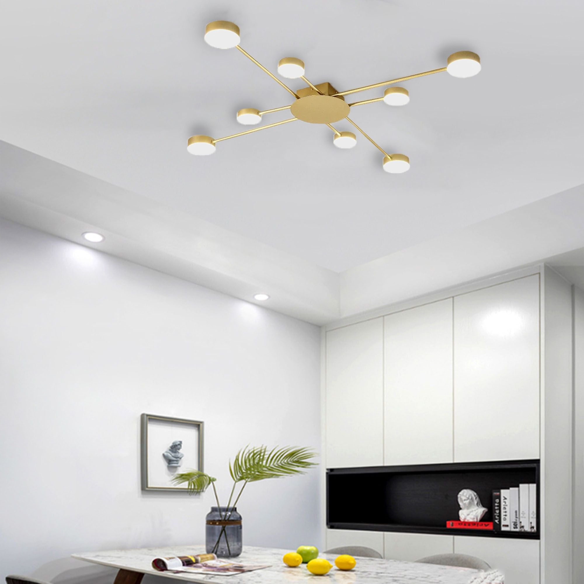 LAMPA SUFITOWA NOWOCZESNA 8-RAMIENNA LED APP524-8C Złota