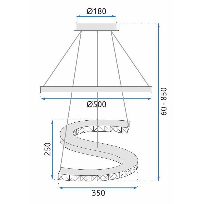 LAMPA KRYSZTAŁOWA WISZĄCA RING LED APP773-2CP
