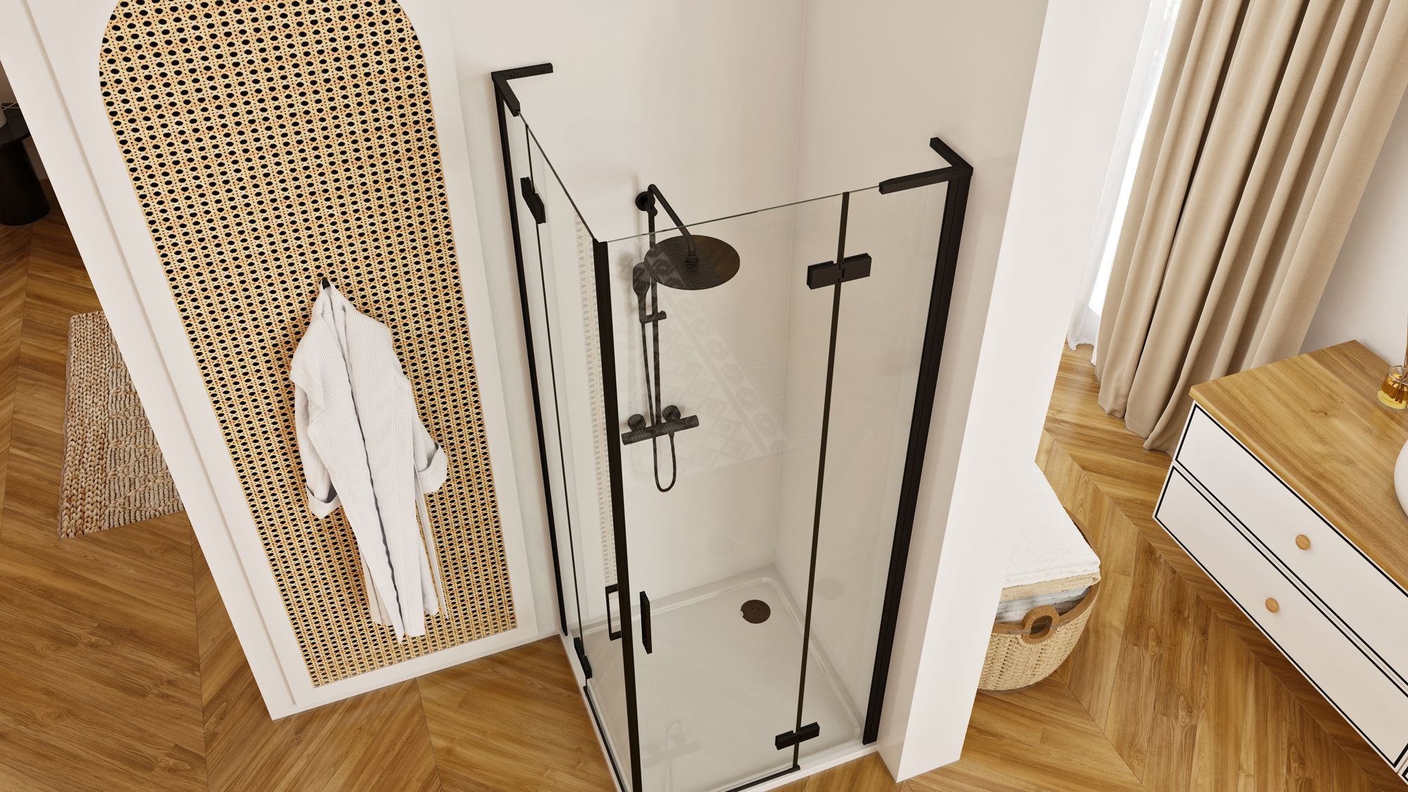 Kabina Prysznicowa REA Hugo Double Czarna 90x90