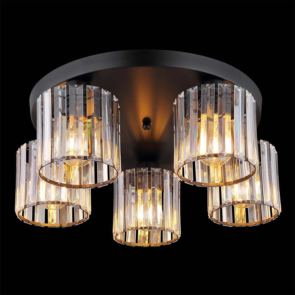 Lampa Sufitowa Kryształowa Ebt023-5c Czarna  3