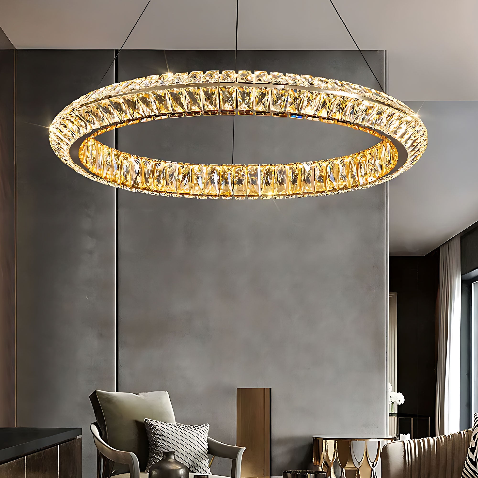 Lampa Sufitowa Wisząca Led App1768-cp Złota 60cm  4