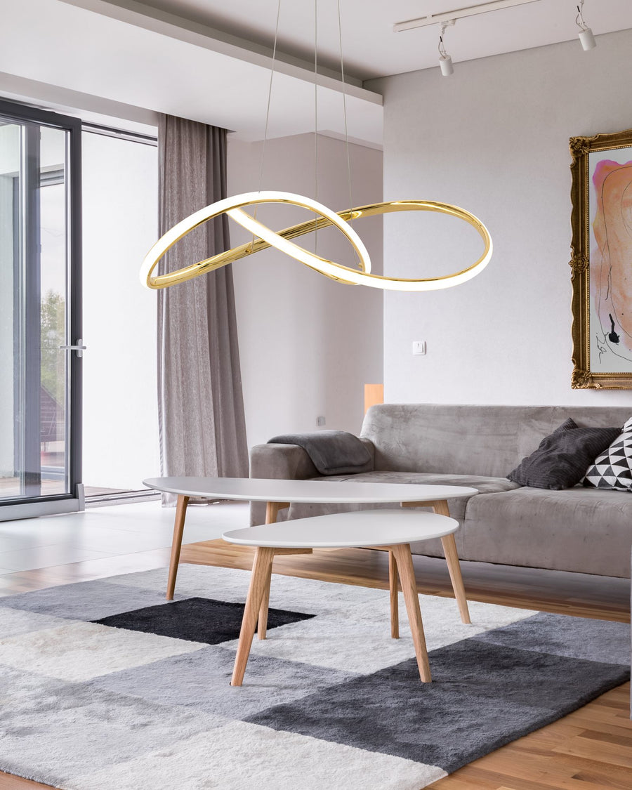 Lampa Sufitowa Wisząca Ring Nowoczesna LED + Pilot APP394-CP Złota