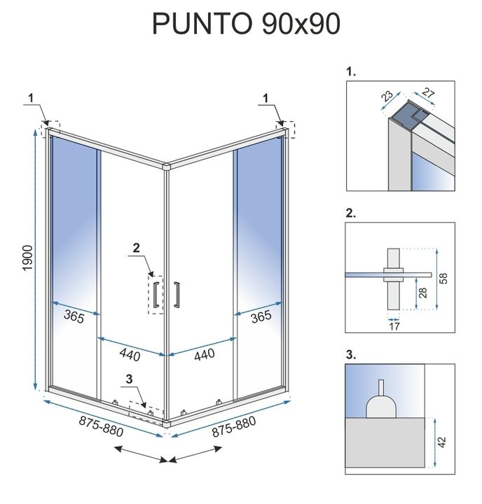 Kabina prysznicowa Rea Punto 90x90 Czarna