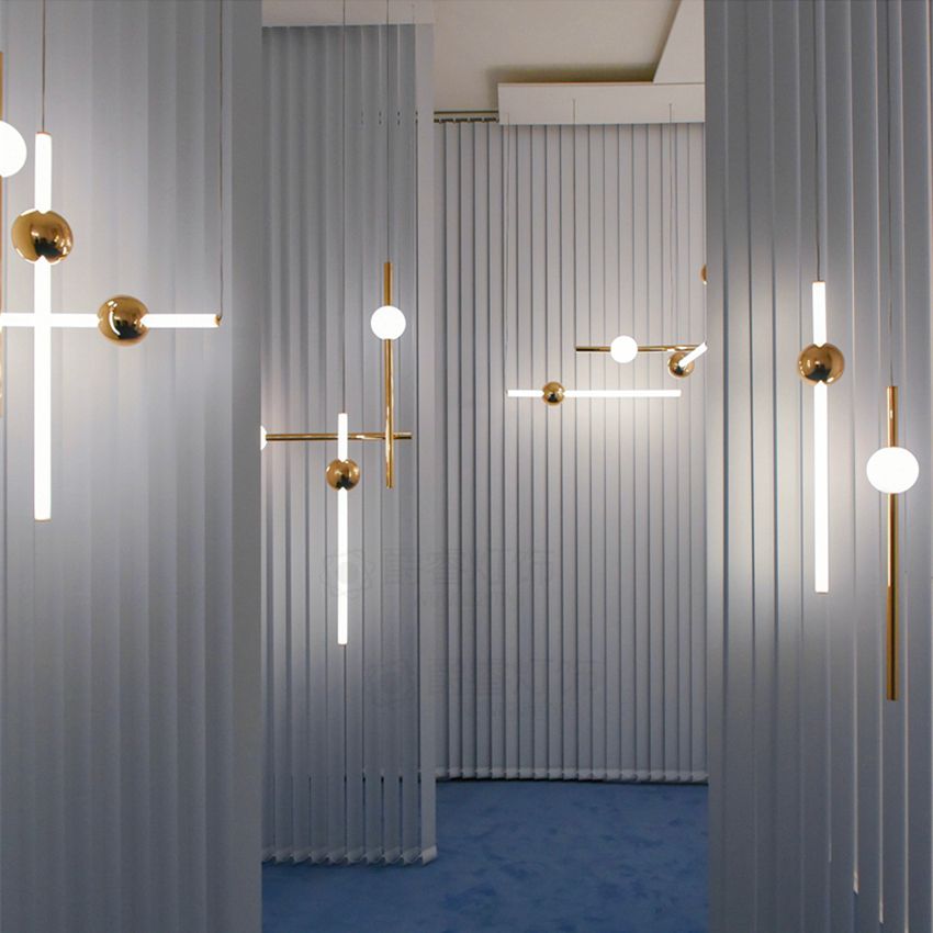Lampa Sufitowa Wisząca Długa LED  APP475-CP Złota