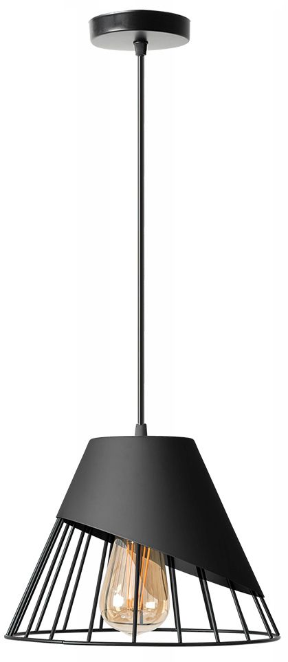 LAMPA SUFITOWA WISZĄCA KLOSZ METAL APP227-1CP CZARNA