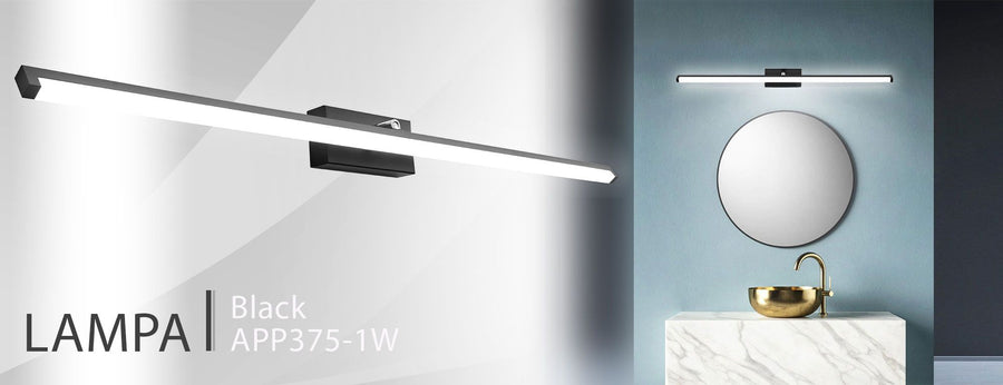 LAMPA KINKIET ŁAZIENKOWY LED NAD LUSTRO 20W 100CM APP375-1W CZARNA