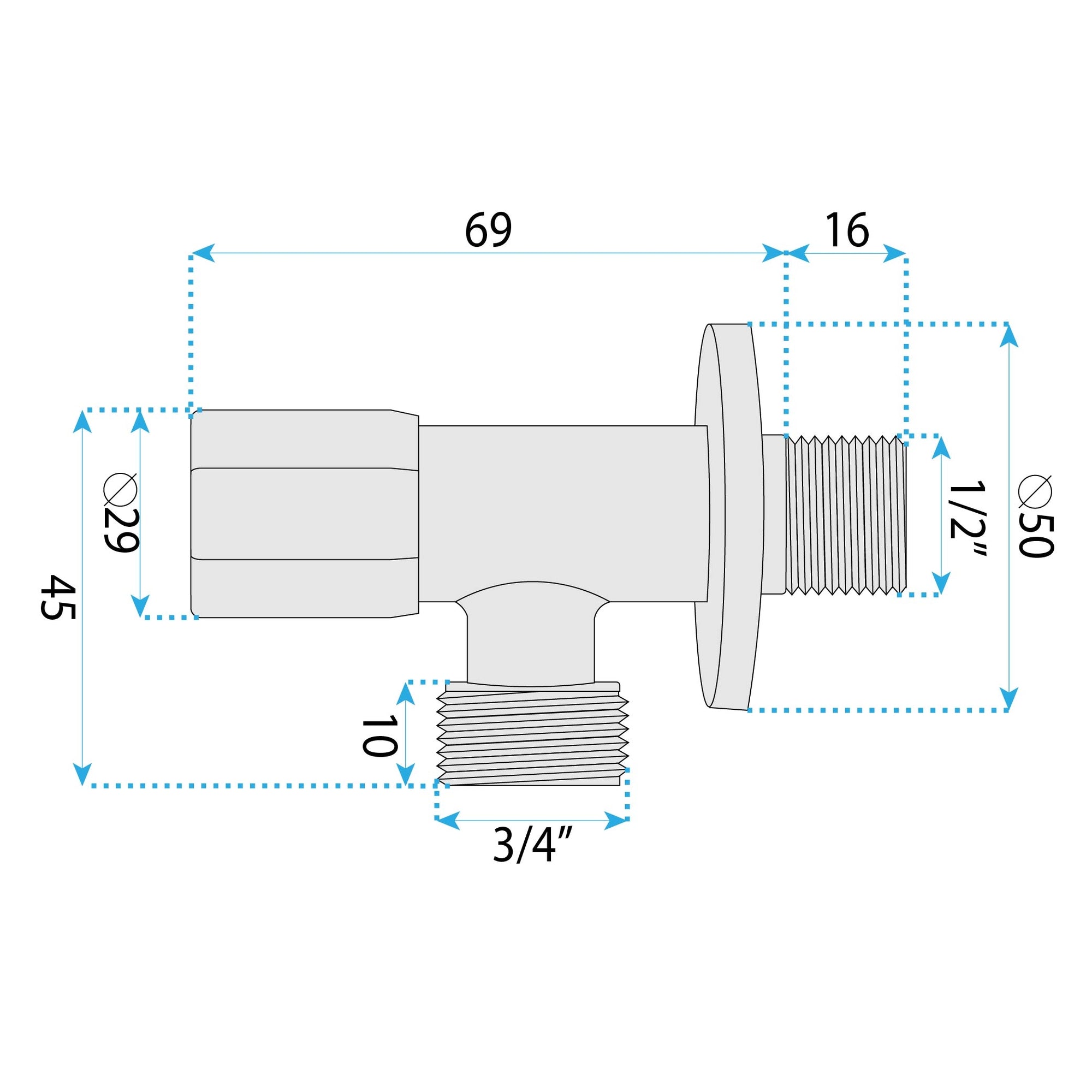 Zawór kątowy 02 1/2" x 3/4" Chrom  7