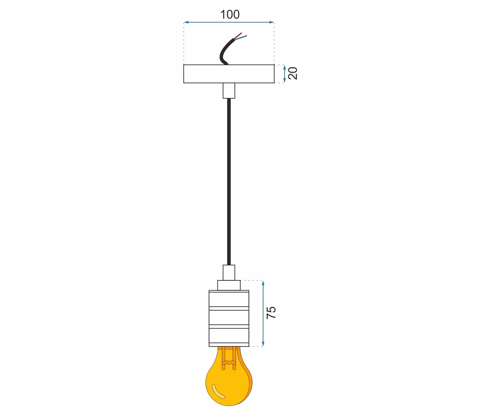 Lampa Sufitowa Wisząca Oprawka APP342-1CP CZARNA  10