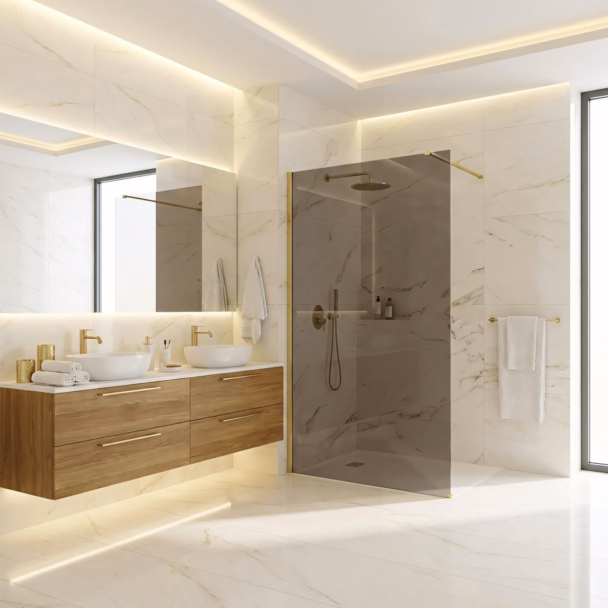 Kabina prysznicowa Walk-In Rea Flexi Brown / Brush Gold 120  3