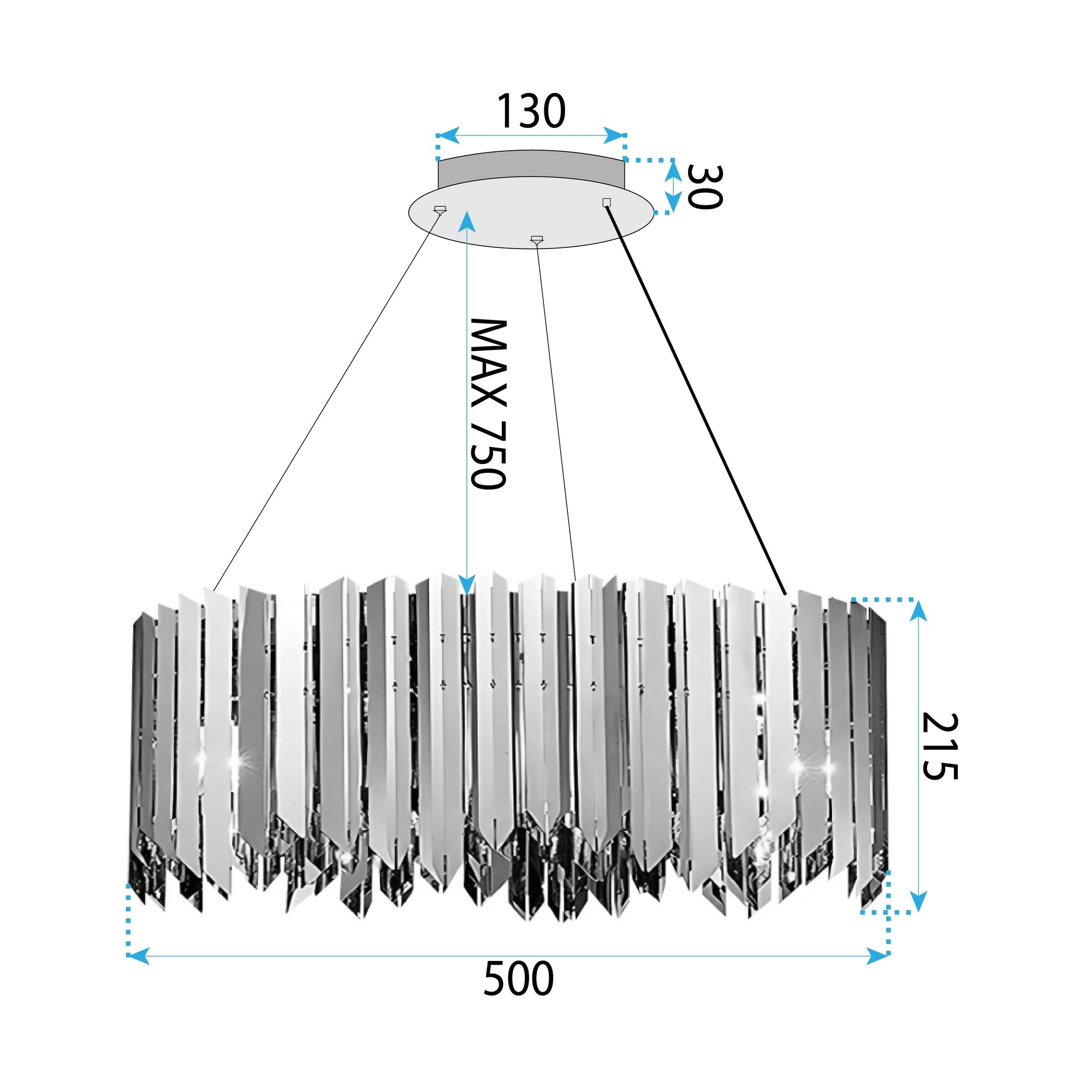 Lampa Wisząca Metalowa APP1763-8CP Chrome  7