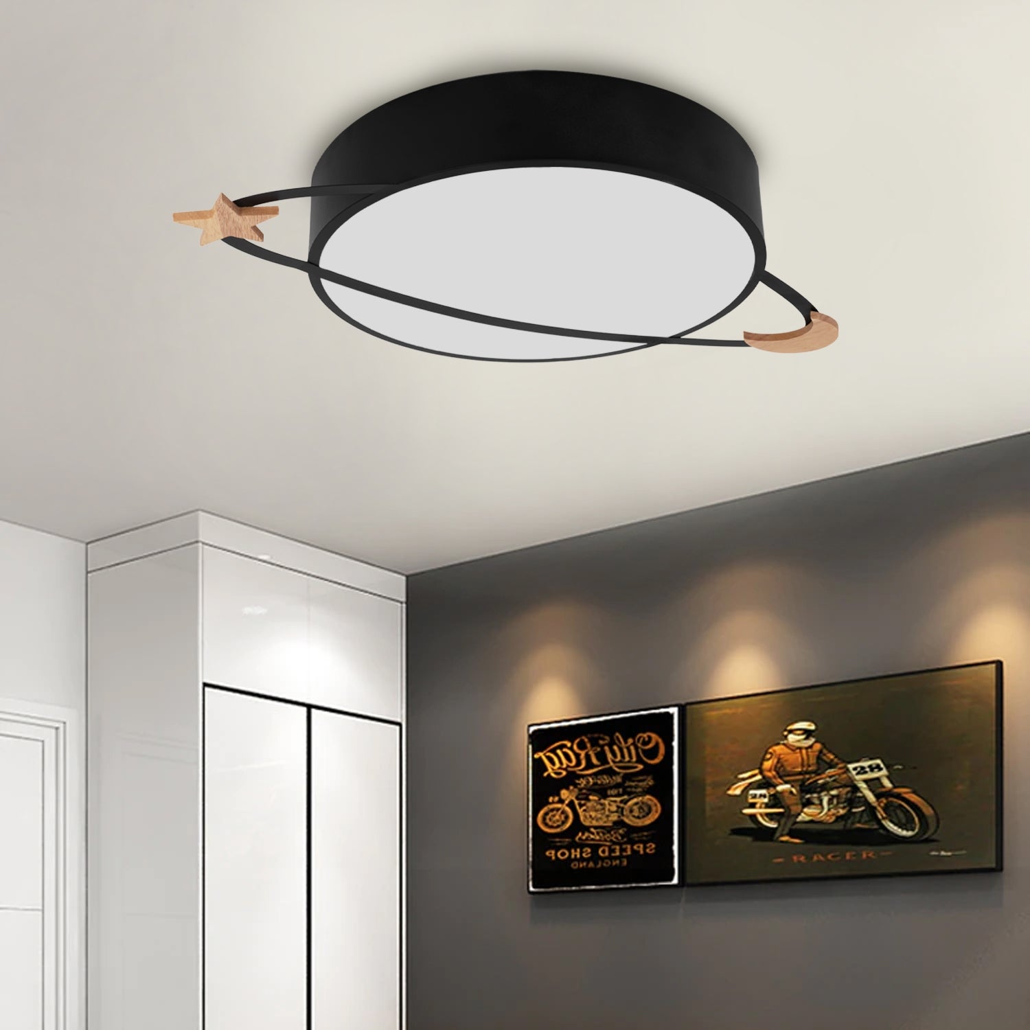 Lampa Plafon Moon APP864-C Czarna  6