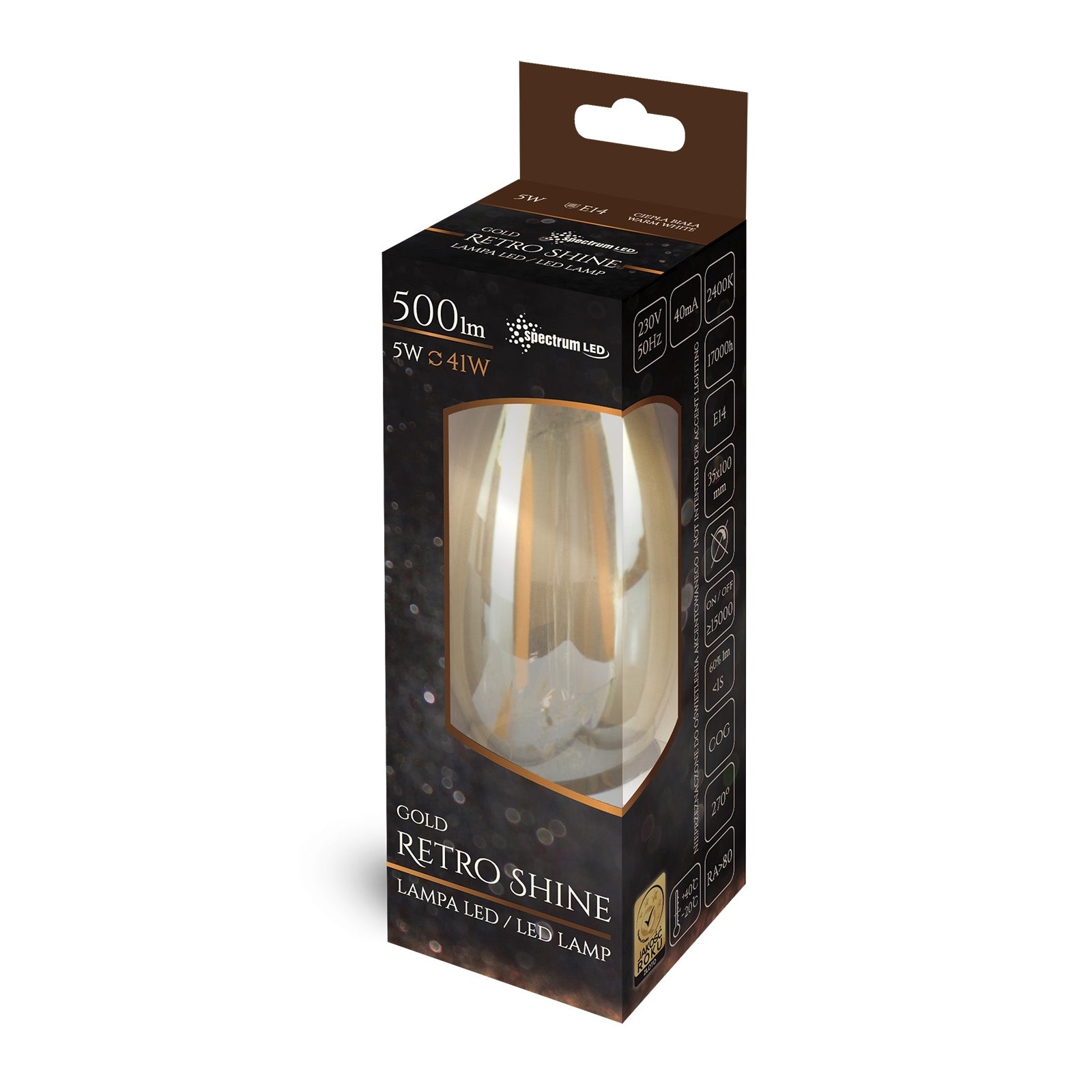 Żarówka Led Ciepła E-14 230v 5w Edison 14458  2