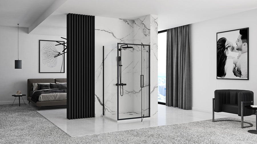 Kabina Prysznicowa Narożna Rea Rapid Swing Black 80x90