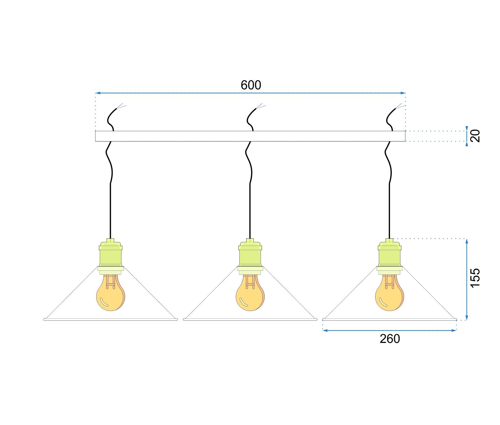 LAMPA SUFITOWA WISZĄCA PORTO APP017-3CP Czarna