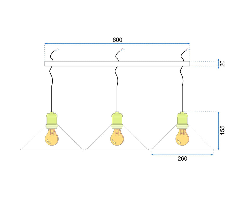 LAMPA SUFITOWA WISZĄCA PORTO APP017-3CP Czarna