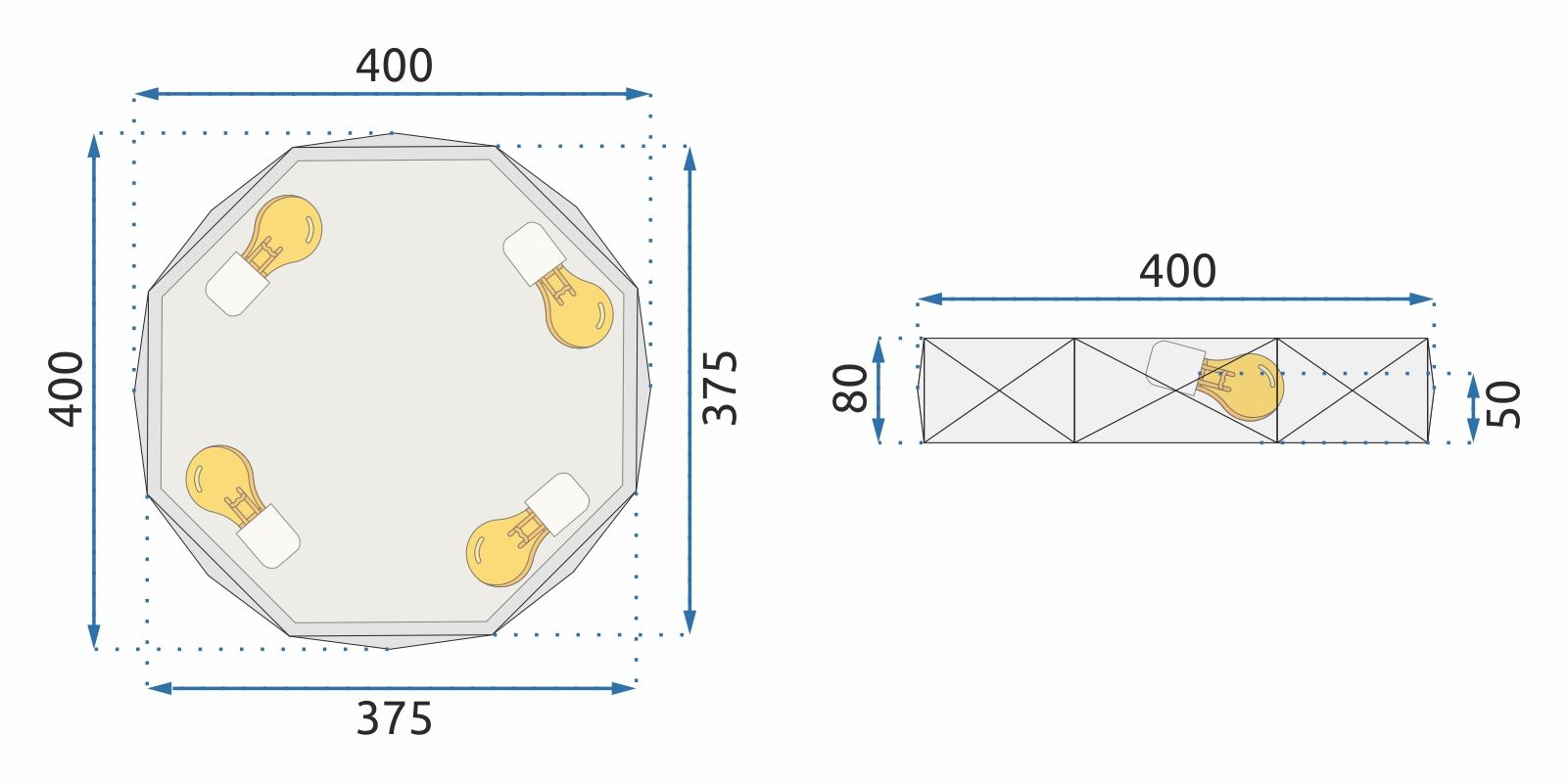Lampa Plafon Diamond APP862-C 40 cm Czarna