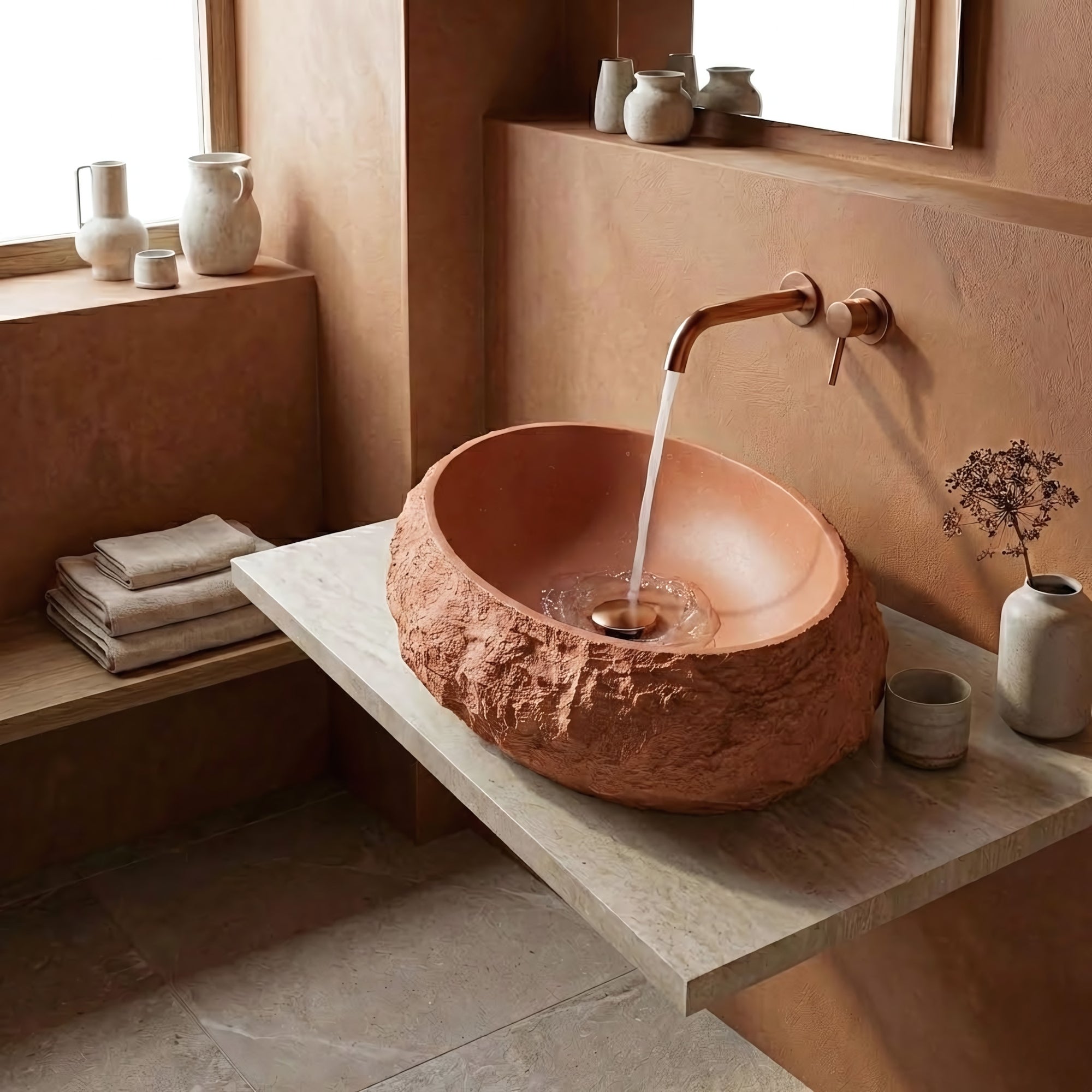 Umywalka nablatowa Rea Mika Terracotta  1