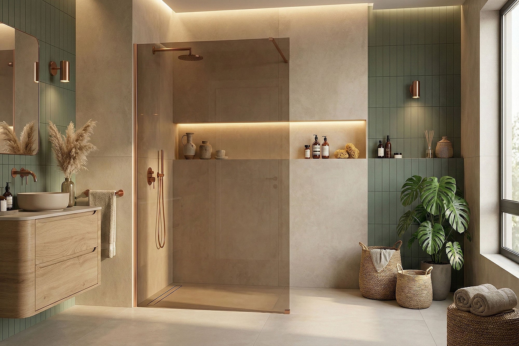 Kabina prysznicowa Walk-In Rea Flexi Brown / Brush Copper 80  7