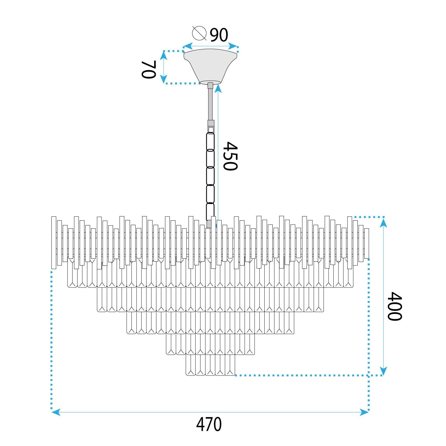 Lampa Wisząca z Kryształami G063-CP 50cm Czarna  7