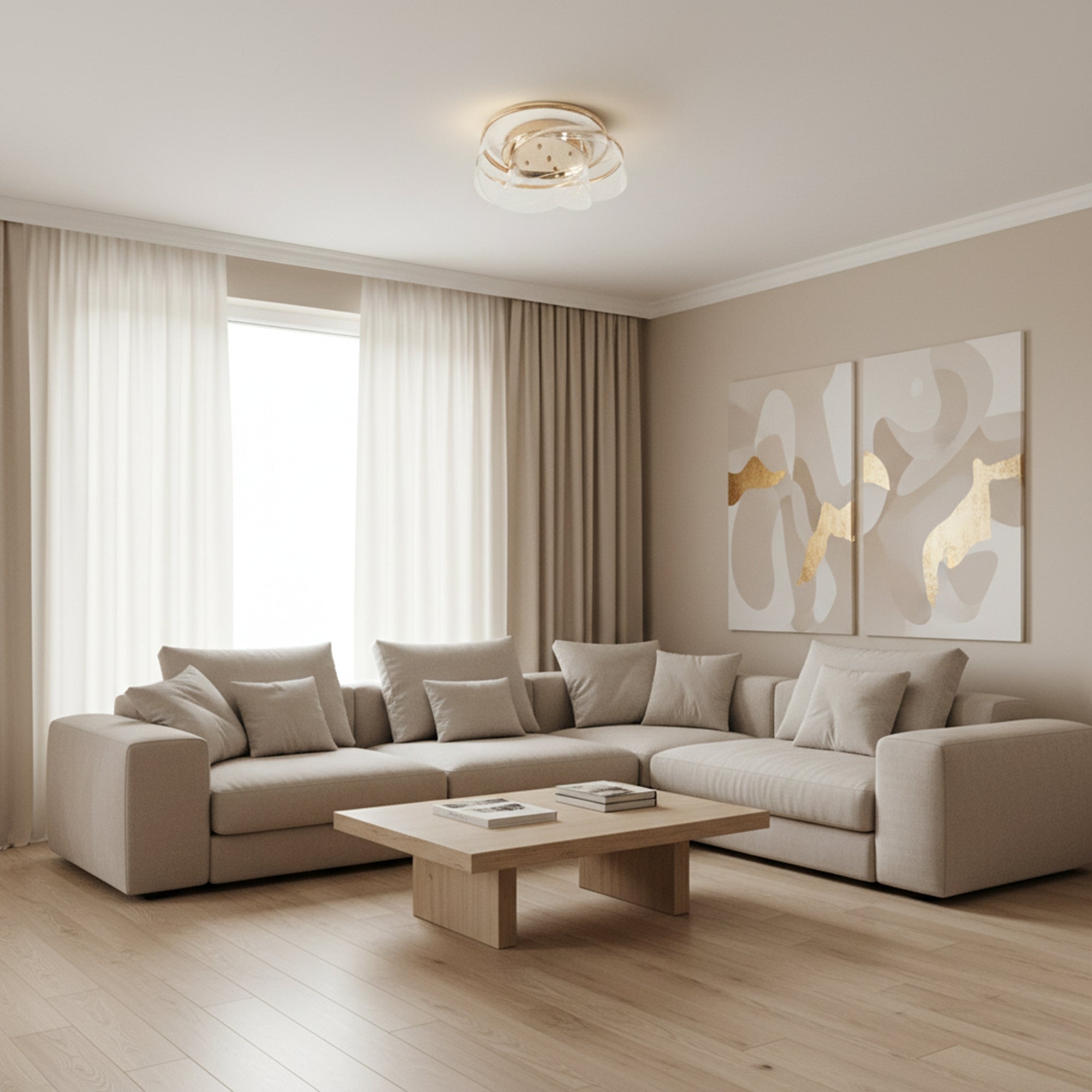 Lampa Sufitowa G139-c 50cm Plafon Led Złota  3