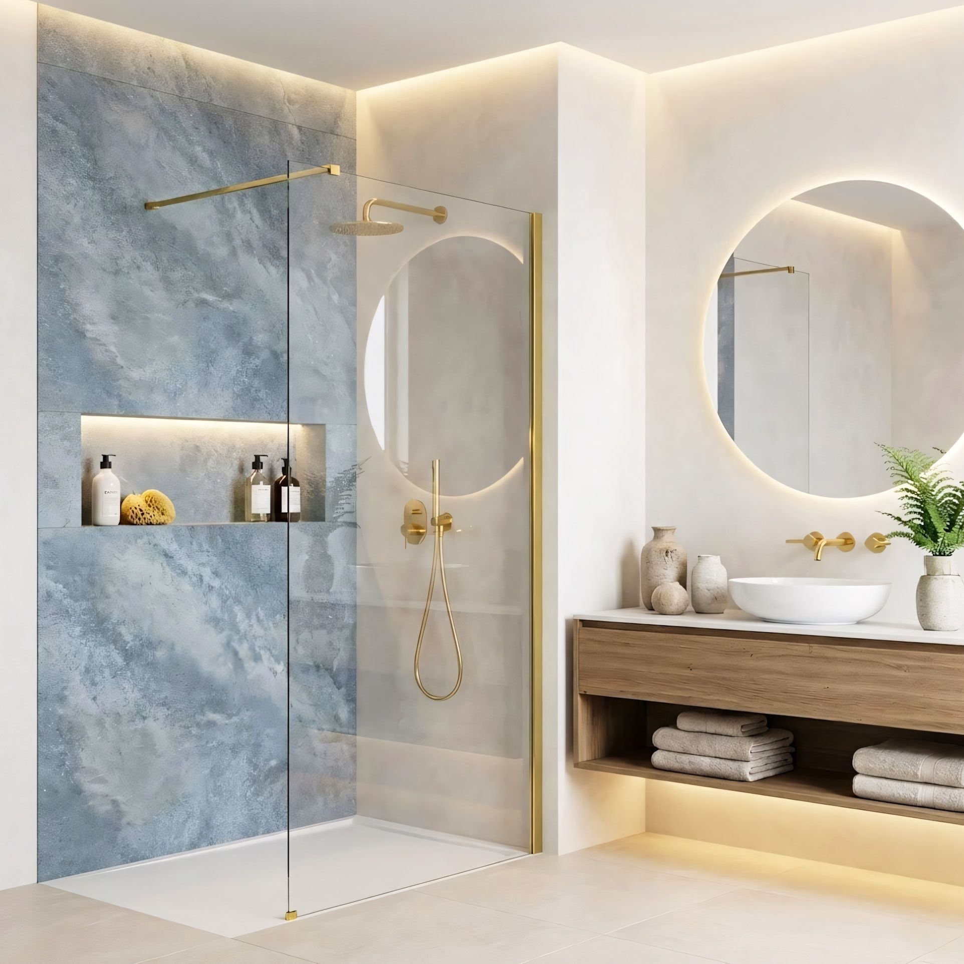 Kabina prysznicowa Walk-In Rea Flexi Transparent / Gold 130  5