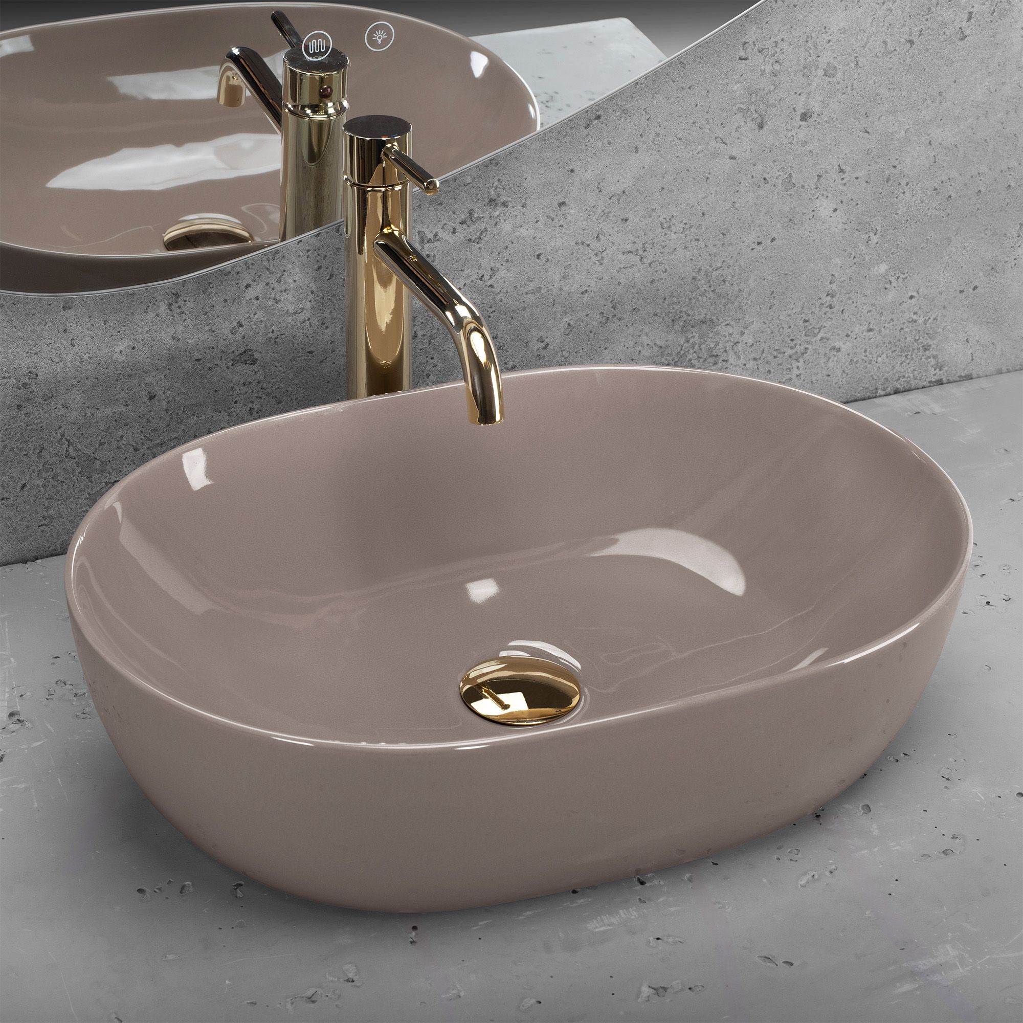 Umywalka nablatowa Rea Lisa Beige Shiny  2