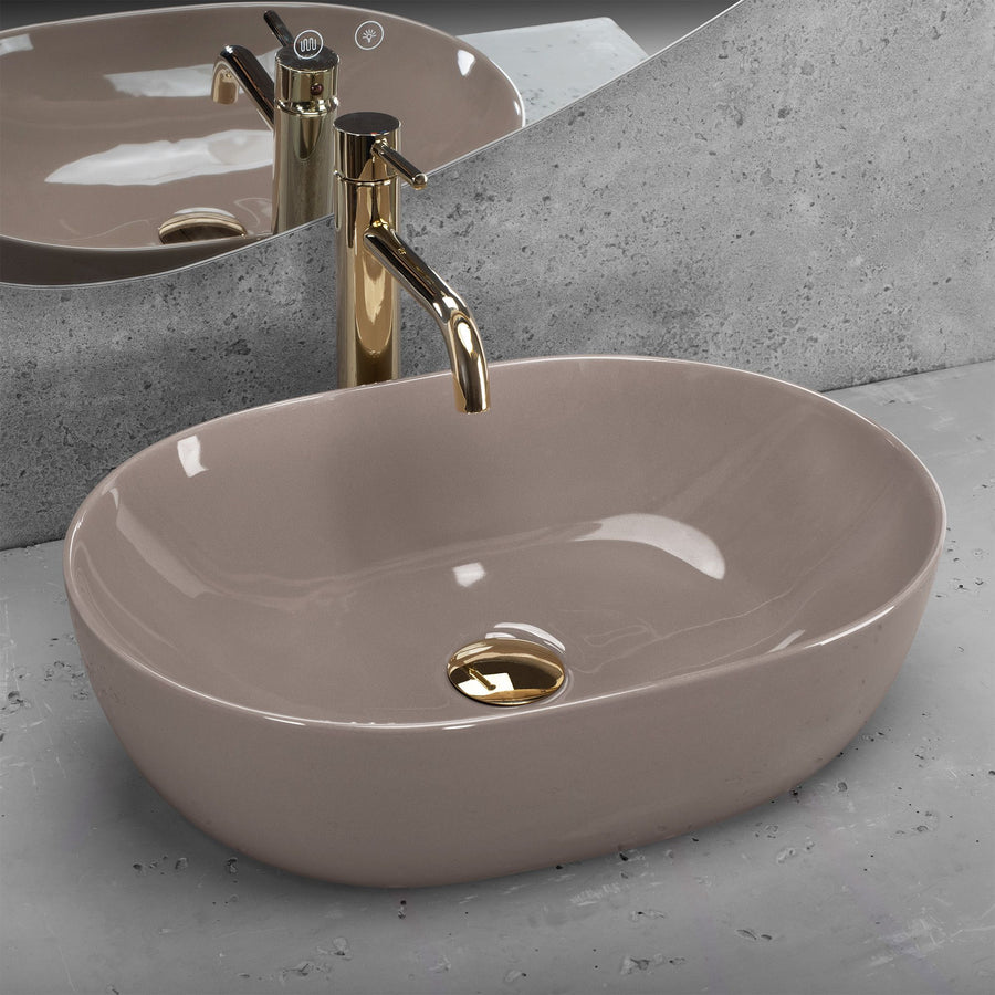 Umywalka nablatowa Rea Lisa Beige Shiny  2