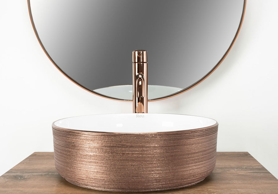 Umywalka nablatowa Rea Sami Brush Rose Gold