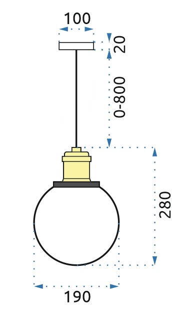 Lampa sufitowa wisząca szklana Verto B