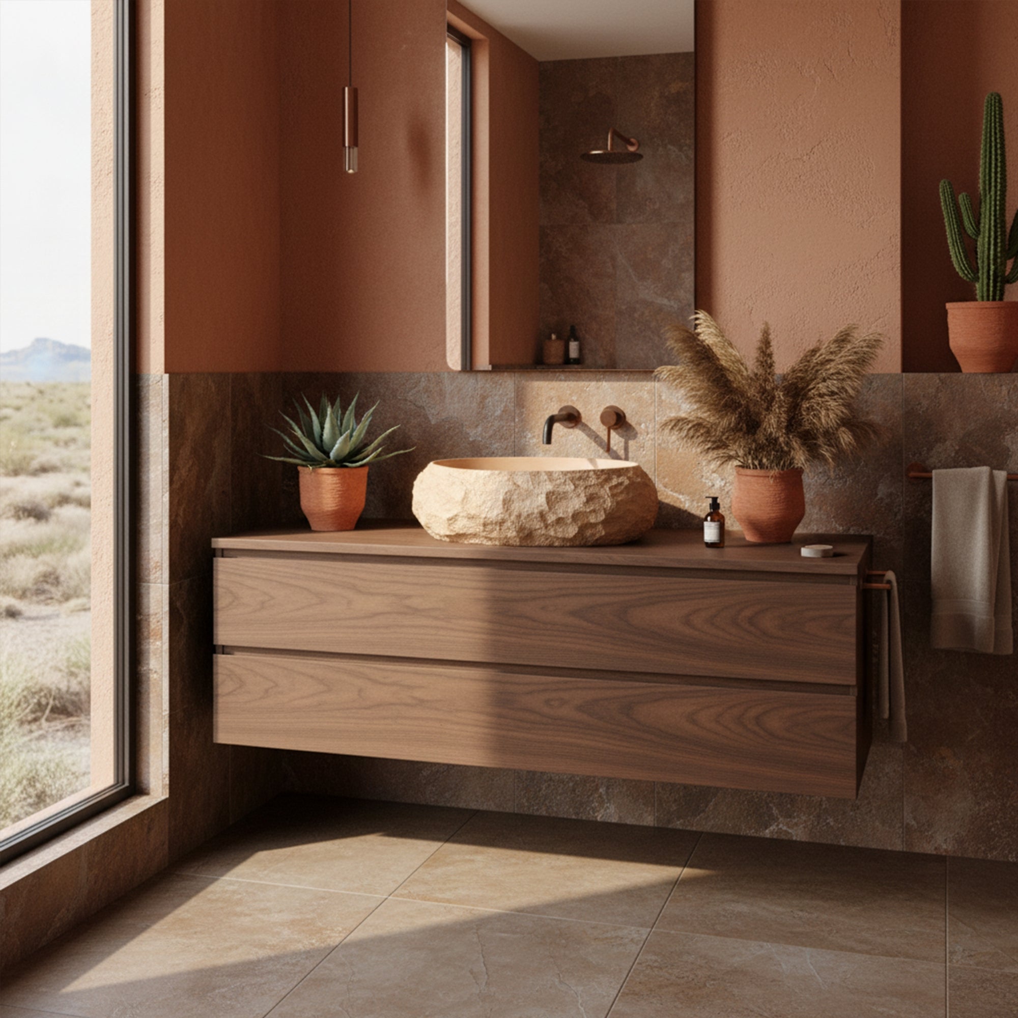 Umywalka nablatowa Rea Mika Light Terracotta  4