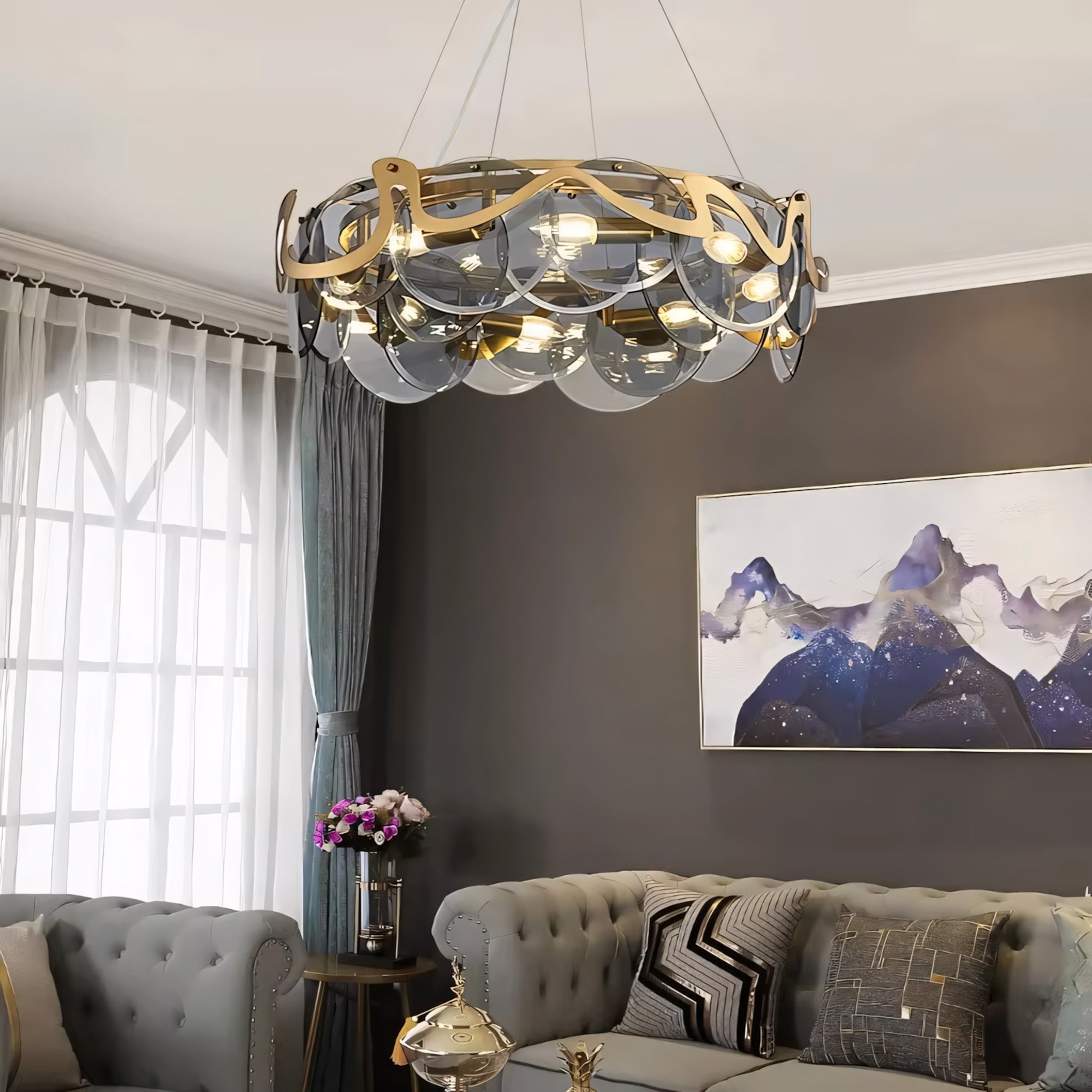 Lampa sufitowa wisząca APP1545-8CP Złota Szczotkowana  3