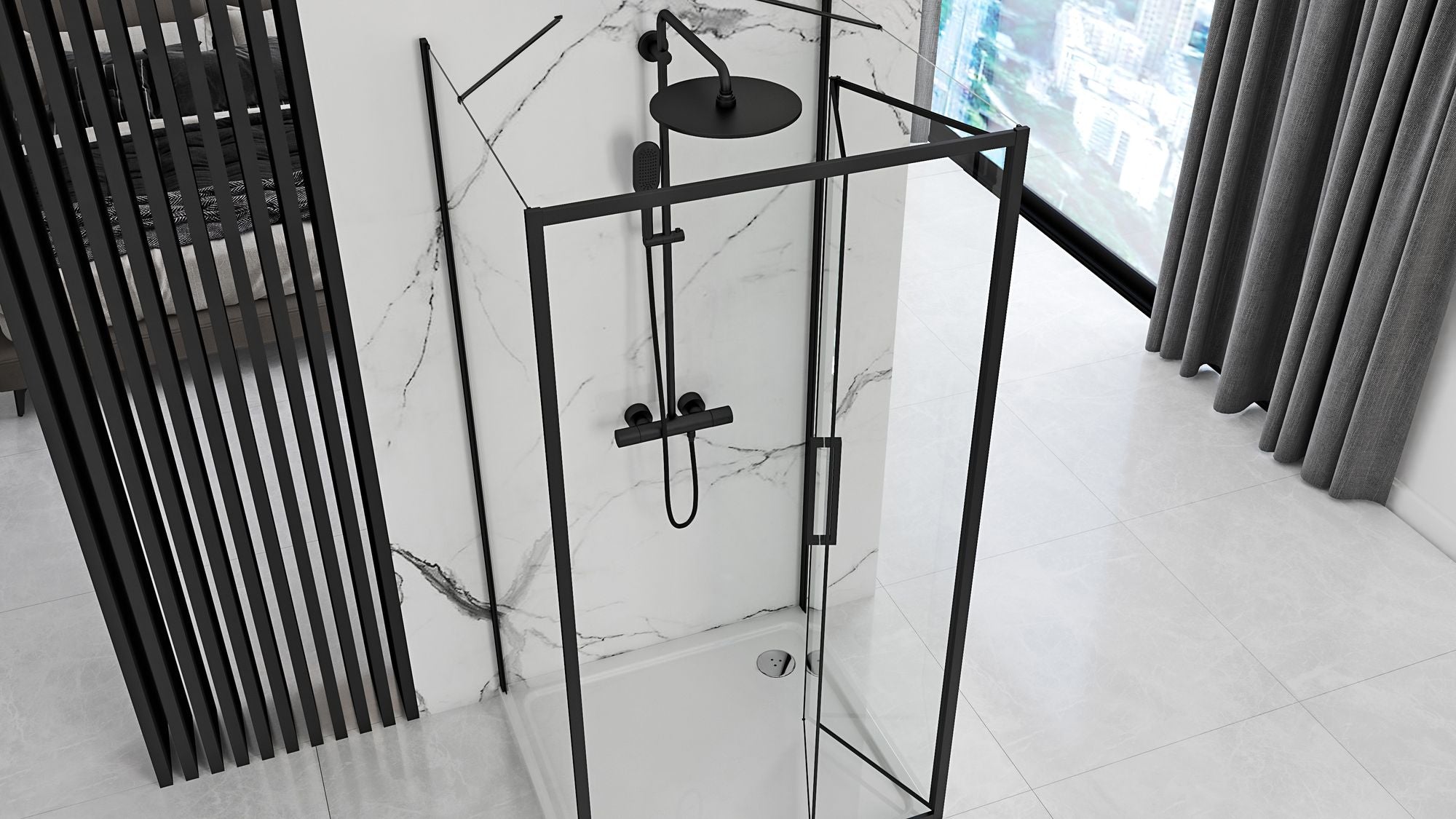 Kabina Prysznicowa Przyścienna Rapid Fold Black 100x100