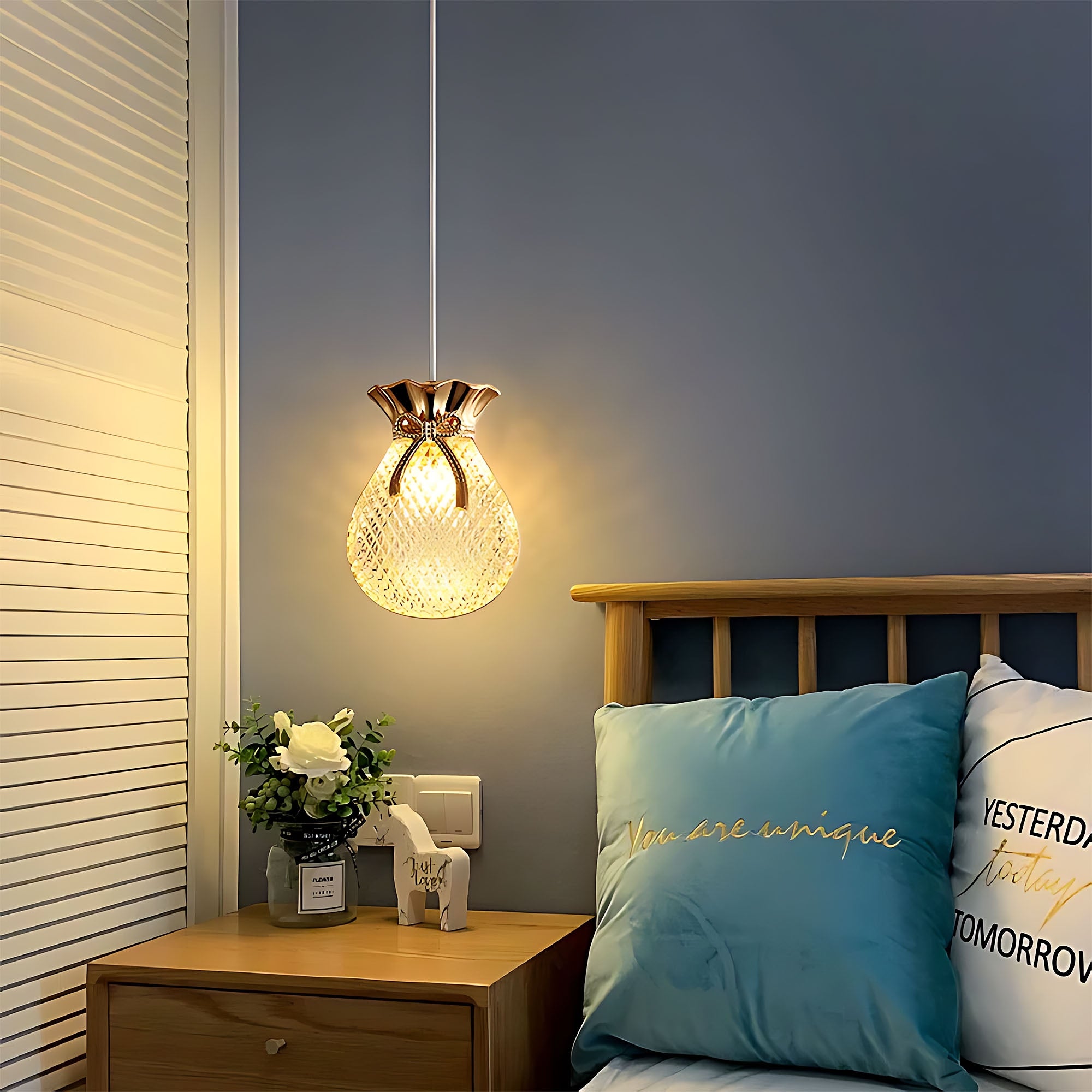 Lampa Sufitowa Wisząca Lhj107-1cp Jasne Różowe Złoto  14