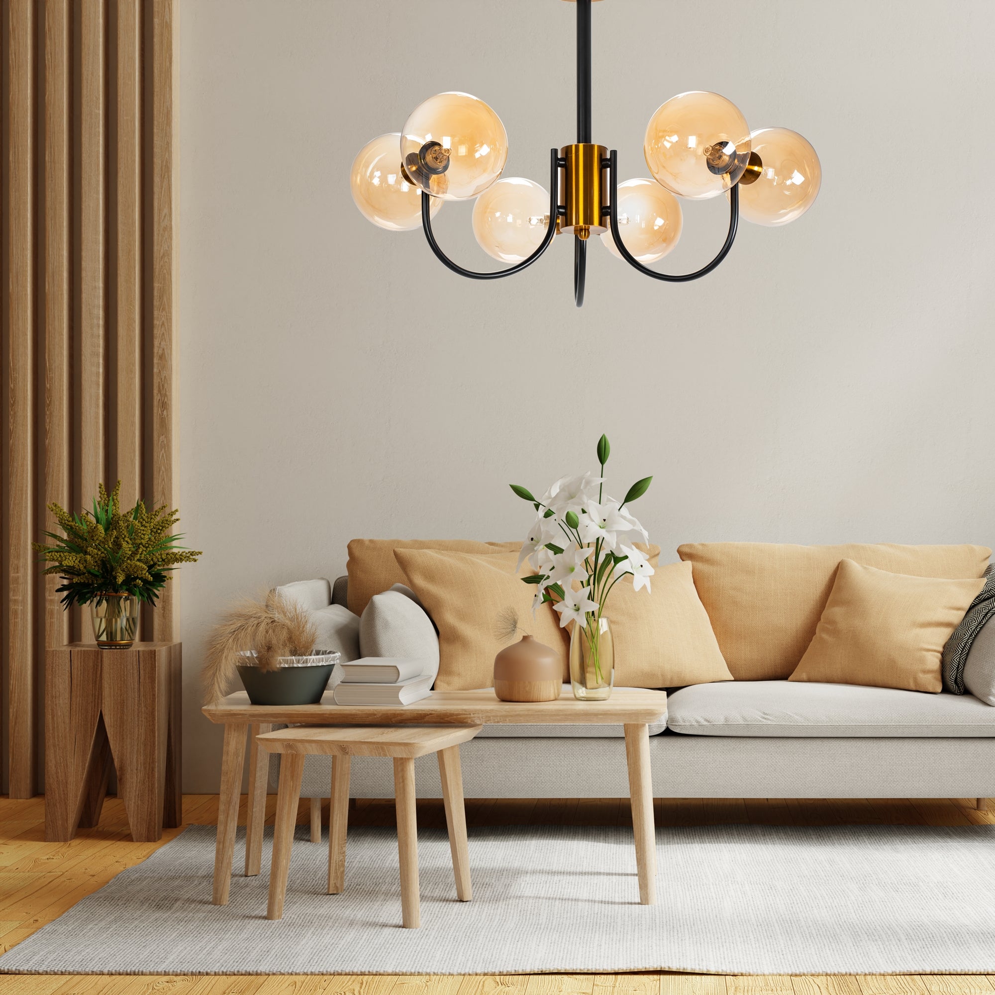 Lampa Sufitowa Wisząca Szklana APP1120-6CP  Złota  4