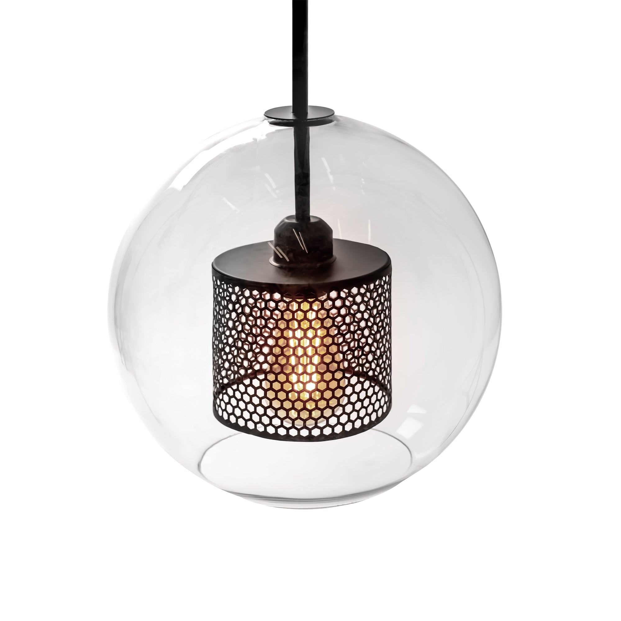 Lampa wisząca szklana loft APP559-1CP 30cm czarna  3