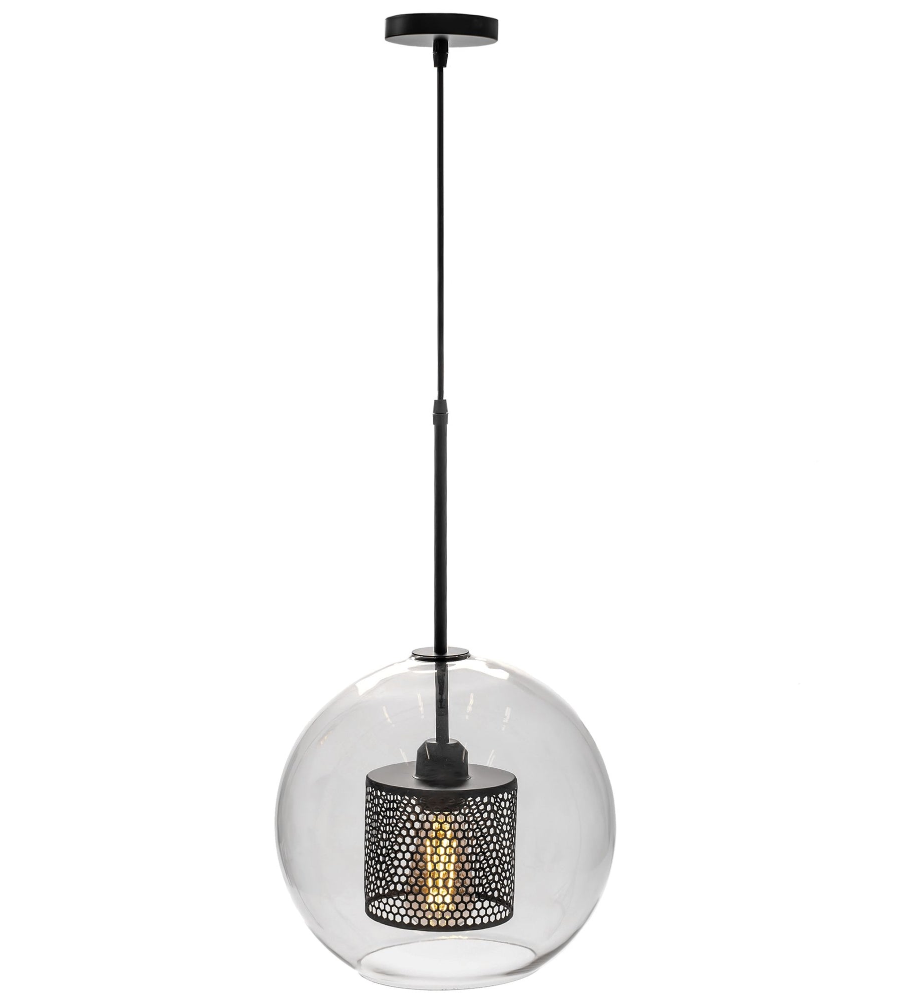 Lampa wisząca szklana loft APP559-1CP 30cm czarna  7