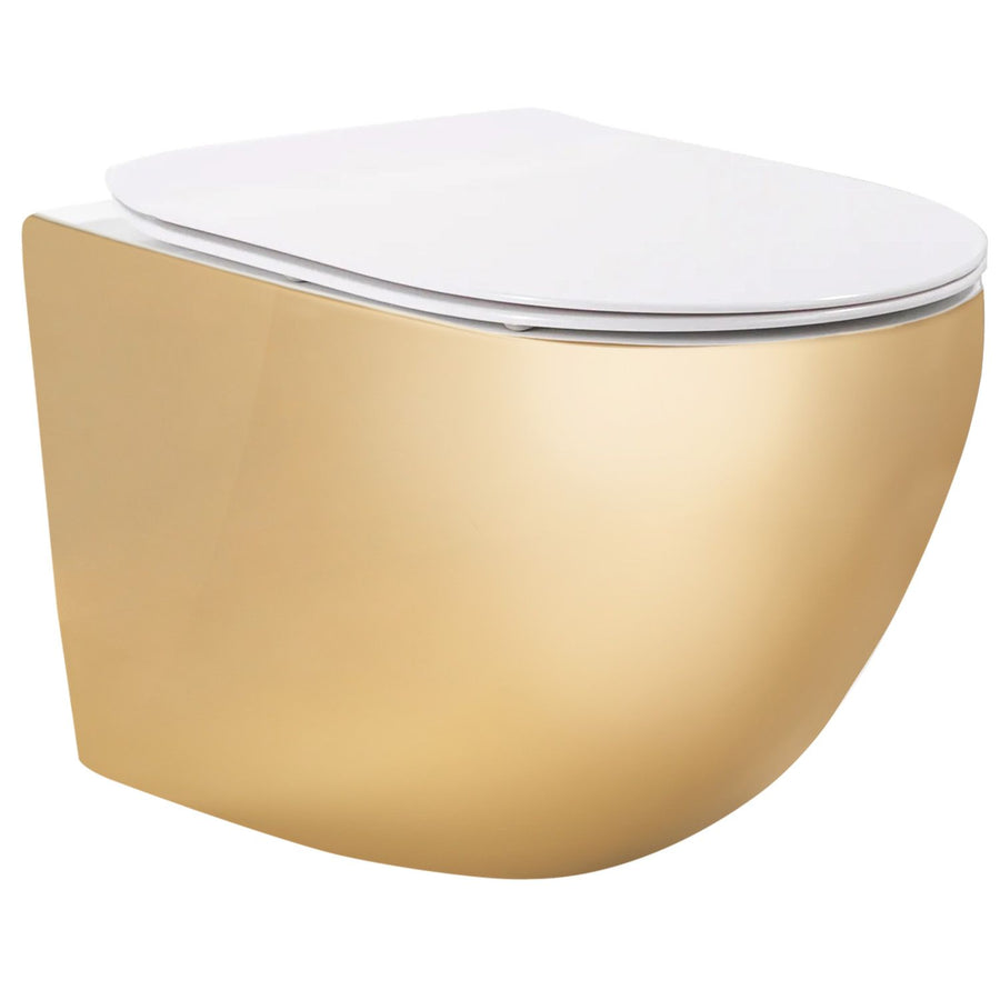 Zestaw Misa WC Carlo Mini Flat + Bidet Carlo Mini złoto biała