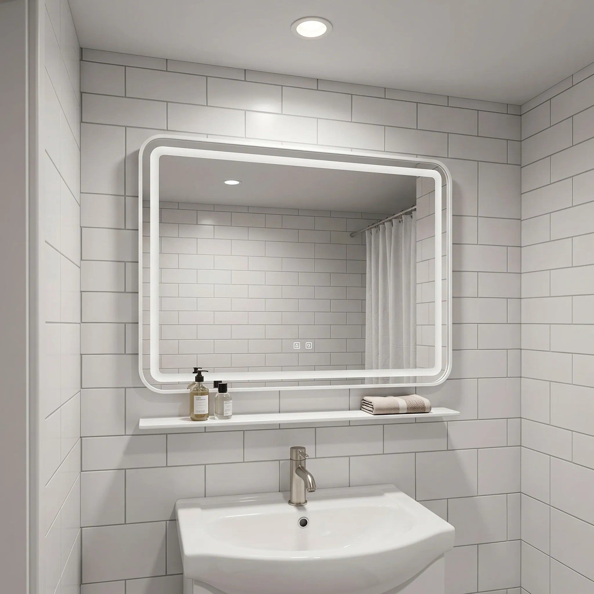 Lustro ścienne LED  z półką 80x60cm L-8060  6