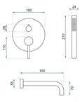 Bateria wannowa podtynkowa Rea Lungo Tytan + Box  6