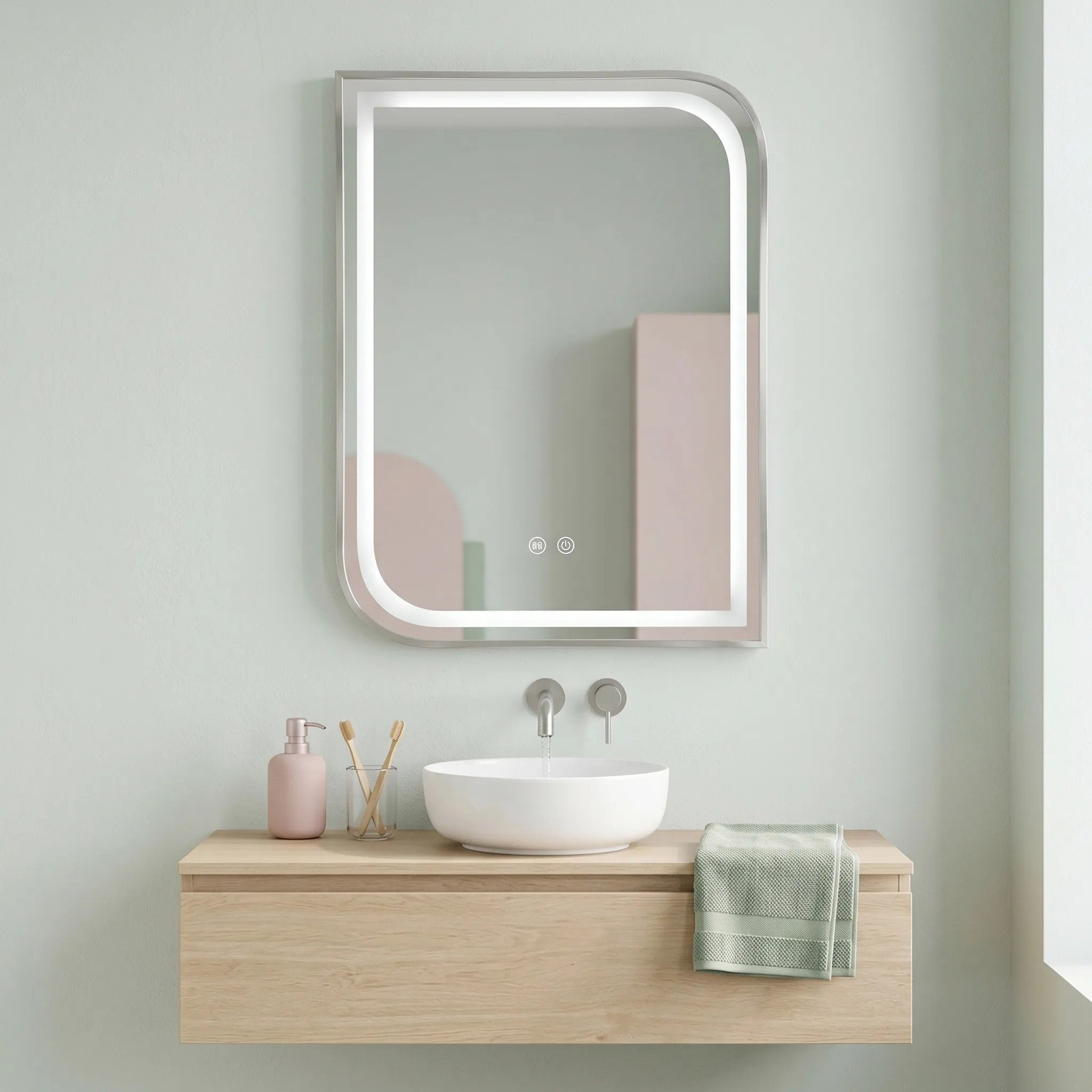 Lustro ścienne LED ZONE 80x60 Nikiel Szczotkowany  6