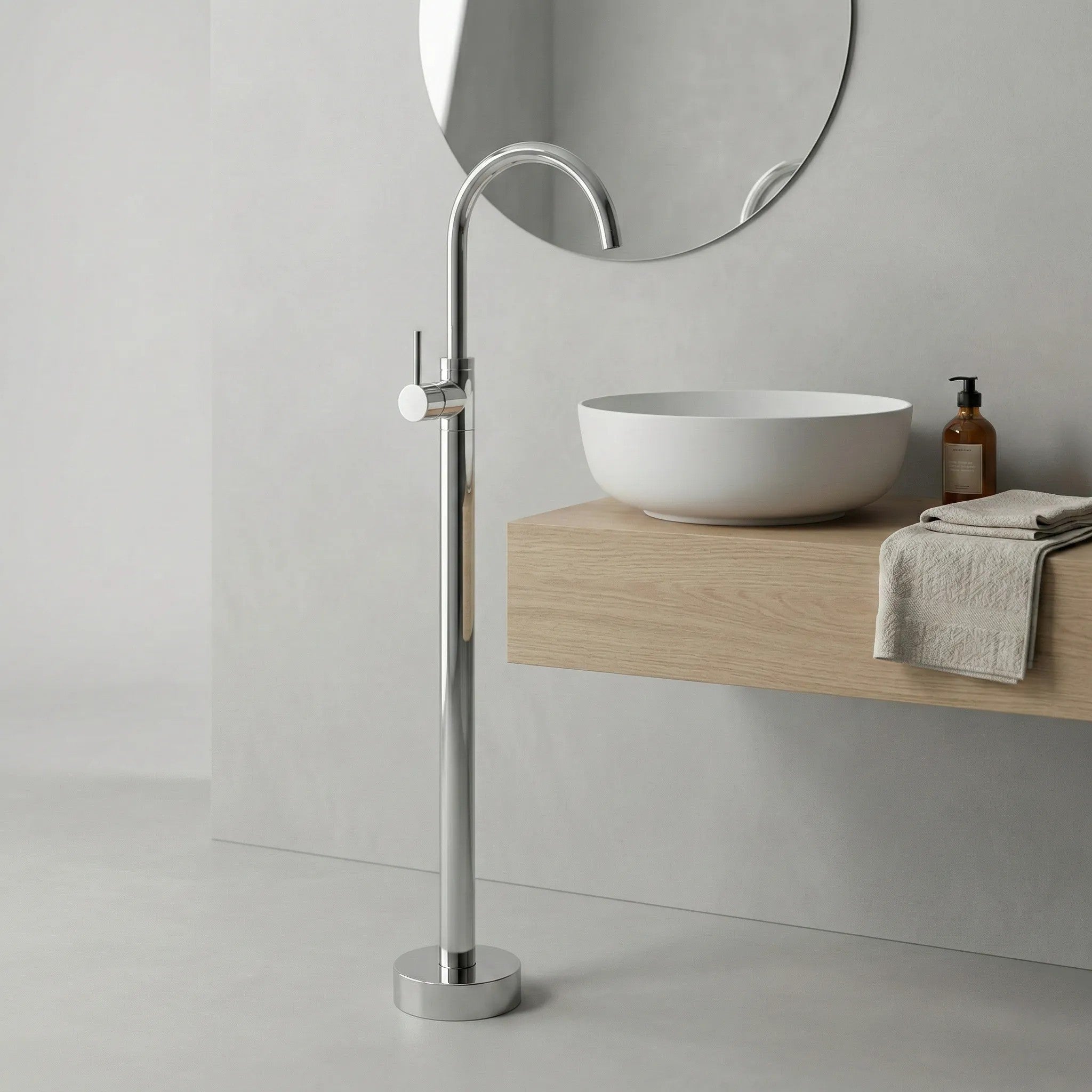 Bateria umywalkowa podłogowa Rea Lungo Chrom  6
