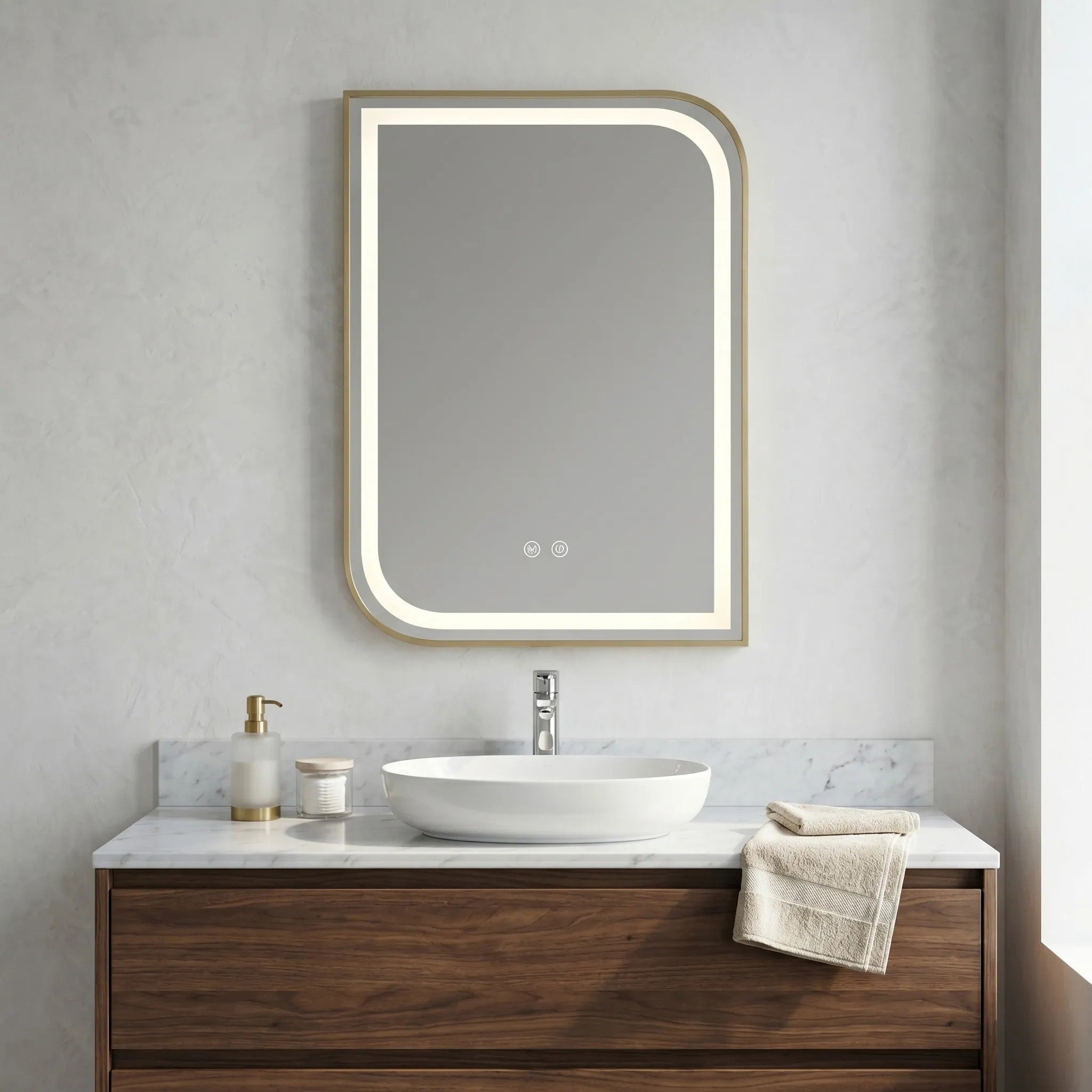 Lustro ścienne LED ZONE 80X60 Złoty Szczotkowany  6