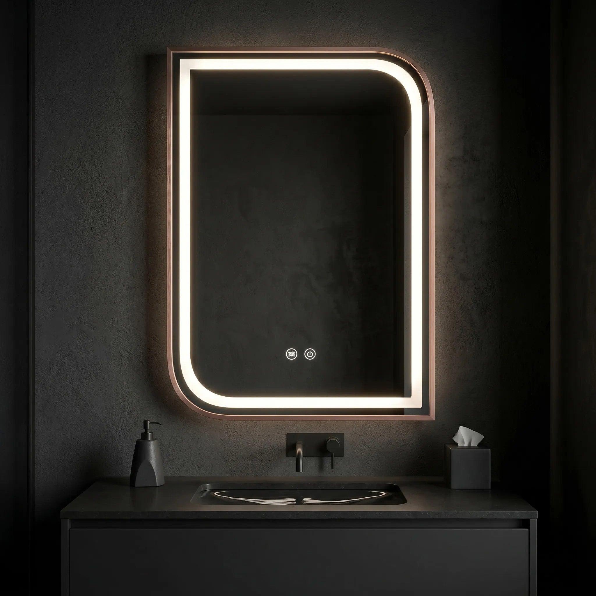 Lustro ścienne LED ZONE 80x60 Różowe Złoto Szczotkowane  6